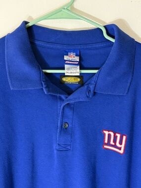 New York Giants NFL Reebok PlayDry Polo Shirt Mens 2XL Blue Performance